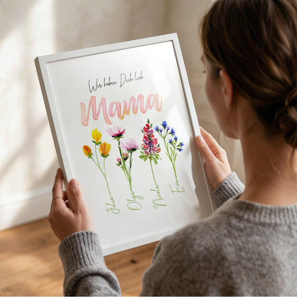 Personalisiertes Blumenposter für Mama