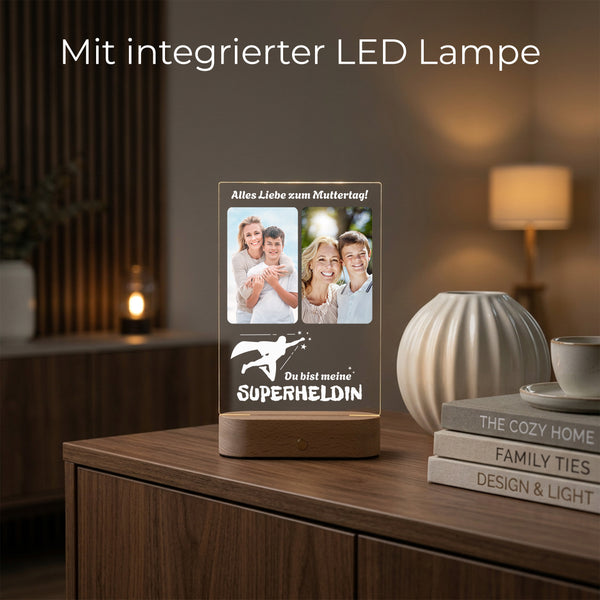 Personalisiertes Foto Acryl-Licht "Superheldin"