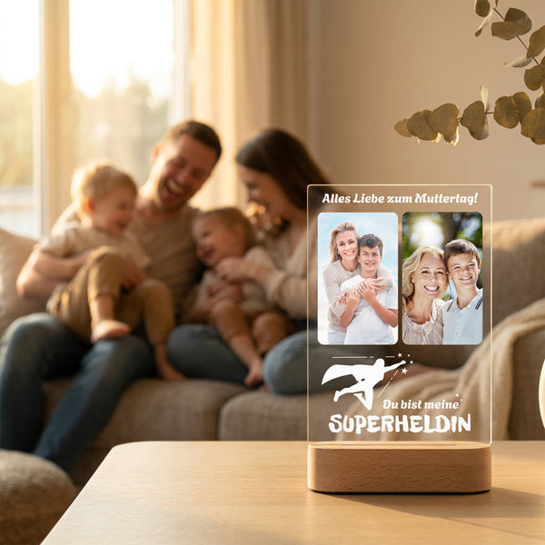 Personalisiertes Foto Acryl-Licht "Superheldin"