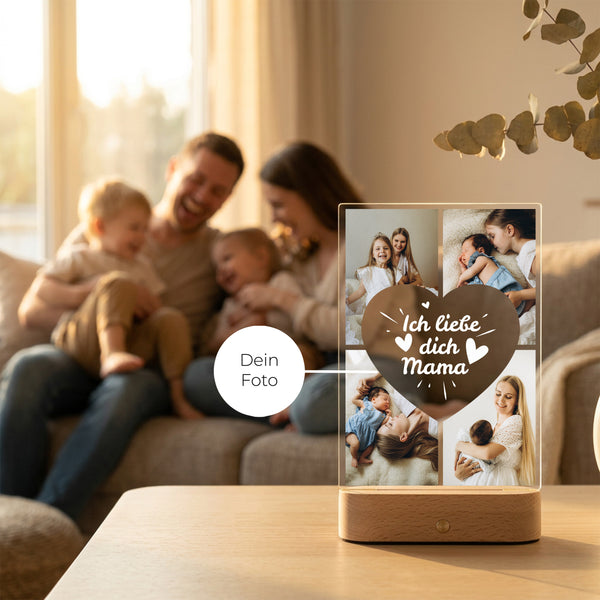 Personalisiertes Foto Acryl-Licht "Ich liebe Dich Mama"