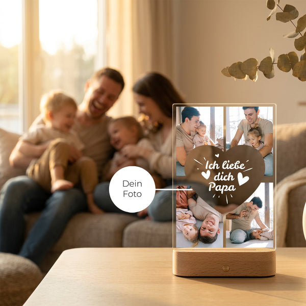 Personalisiertes Foto Acryl-Licht "Ich liebe Dich Papa"