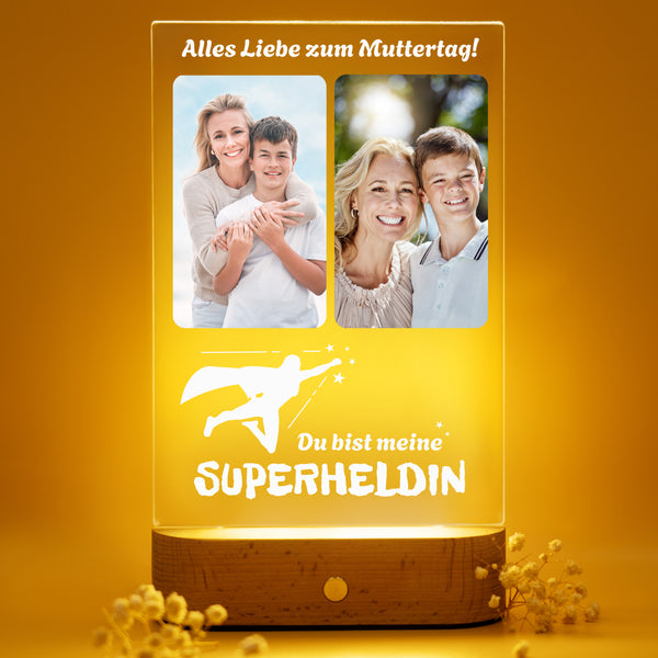 Personalisiertes Foto Acryl-Licht "Superheldin"