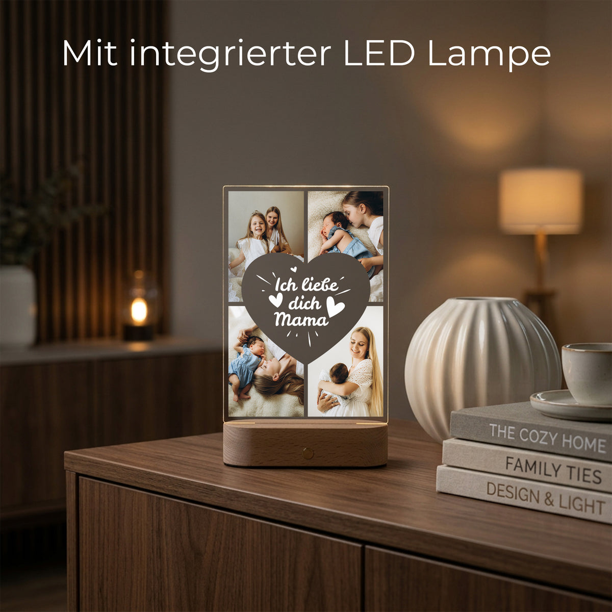 Personalisiertes Foto Acryl-Licht "Ich liebe Dich Mama"