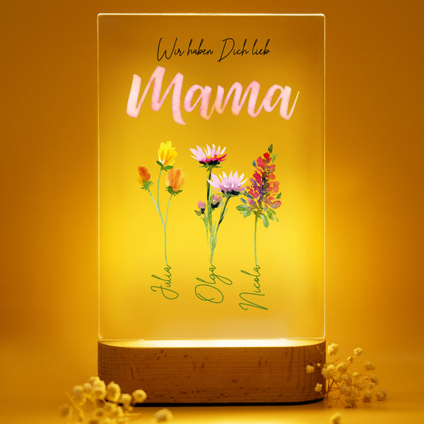 Personalisiertes Acryl-Licht "Blumen für Mama"