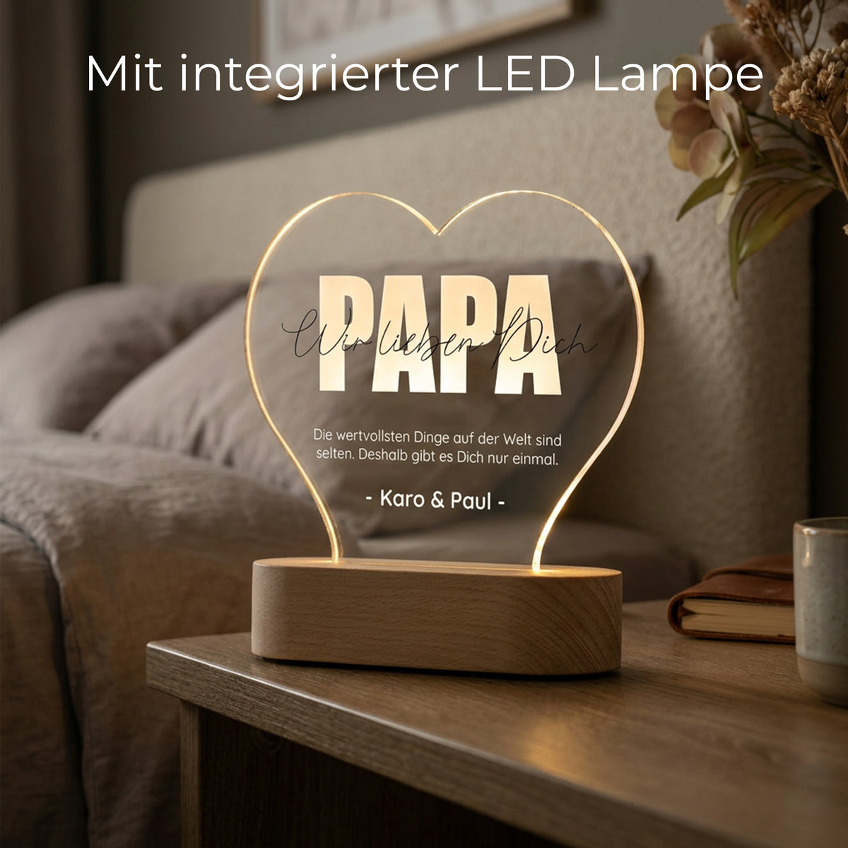 Personalisiertes Acryl-Licht "Papa mit Wunschtext"