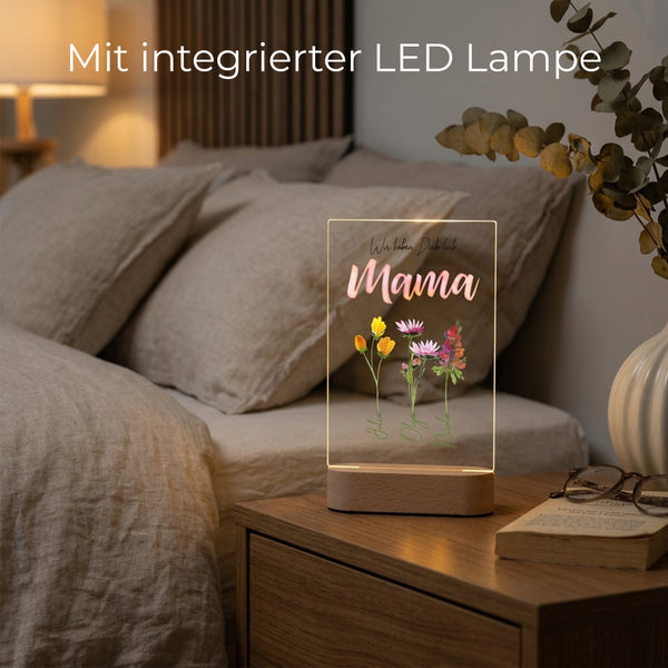 Personalisiertes Acryl-Licht "Blumen für Mama"