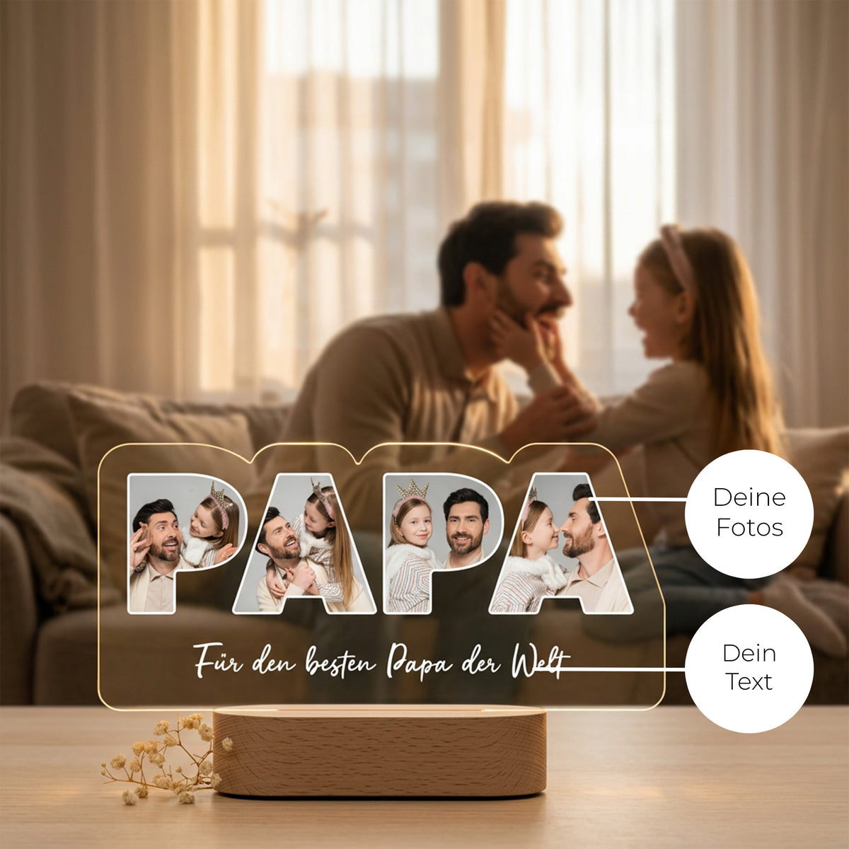 Personalisiertes Foto-Acrylicht "Papa"