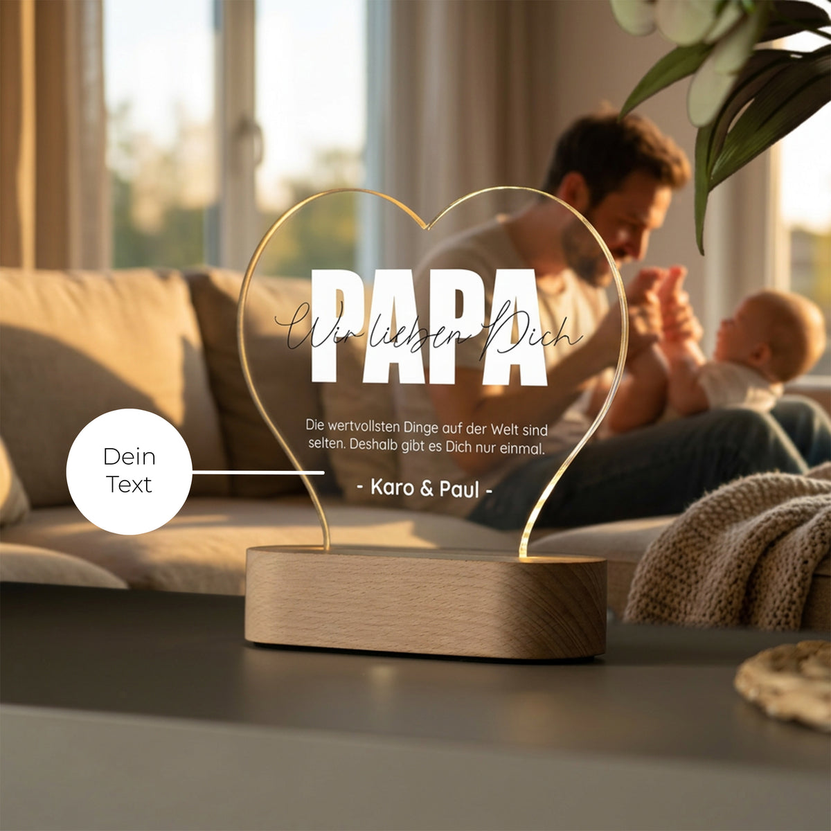 Personalisiertes Acryl-Licht "Papa mit Wunschtext"