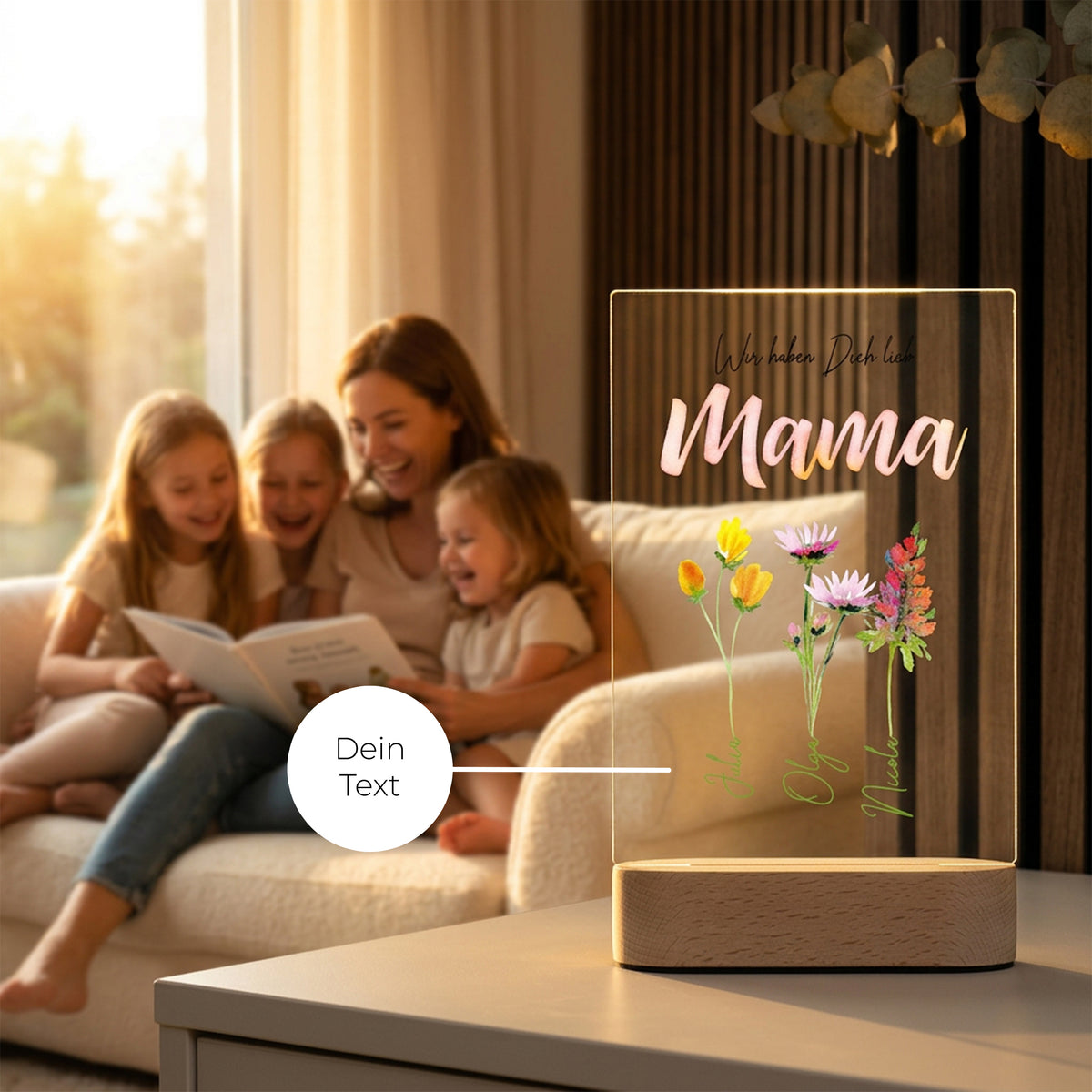 Personalisiertes Acryl-Licht "Blumen für Mama"