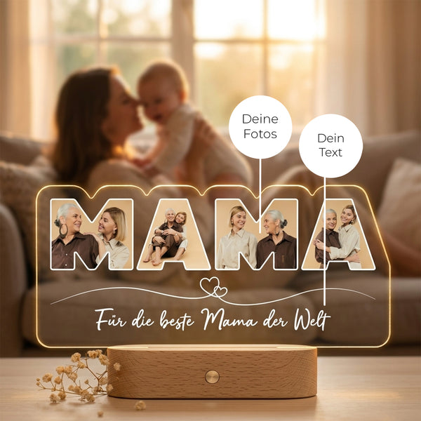 Personalisiertes Foto Acryl-Licht "Mama"
