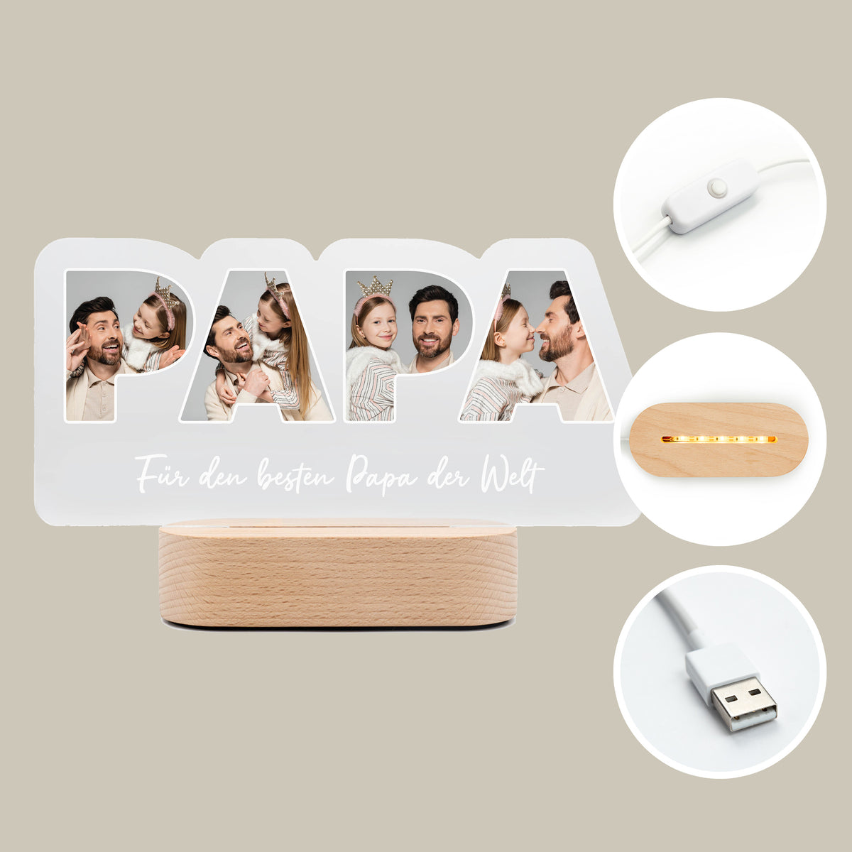 Personalisiertes Foto-Acrylicht "Papa"