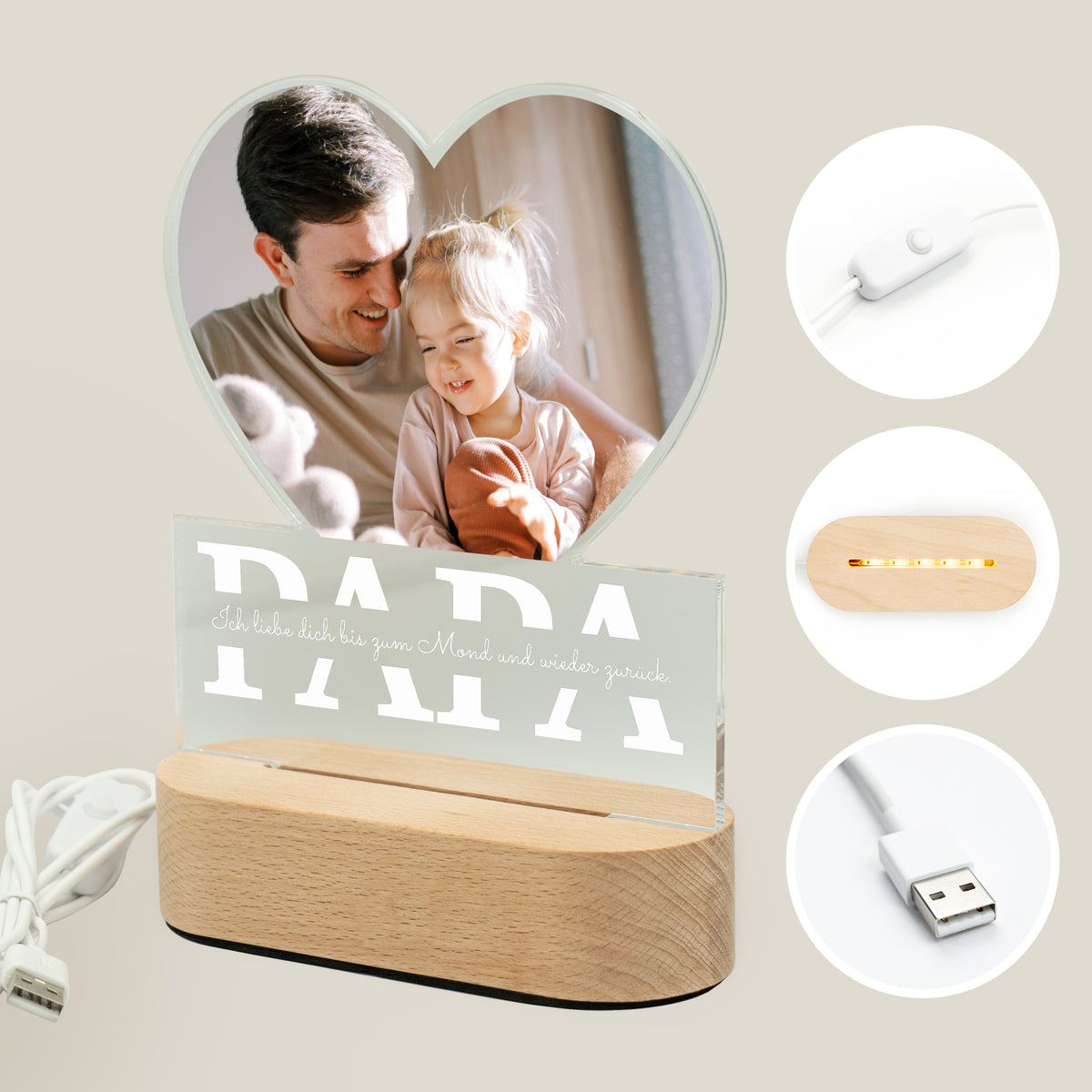 Personalisiertes Foto Acryl-Licht "Papa Liebe"