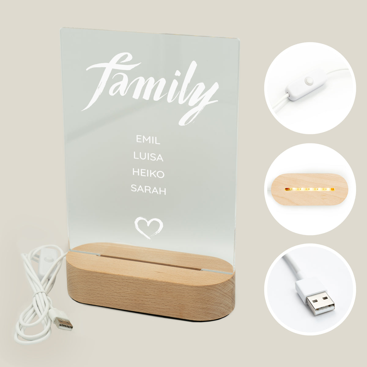 Personalisiertes Acryl-Licht "Family"