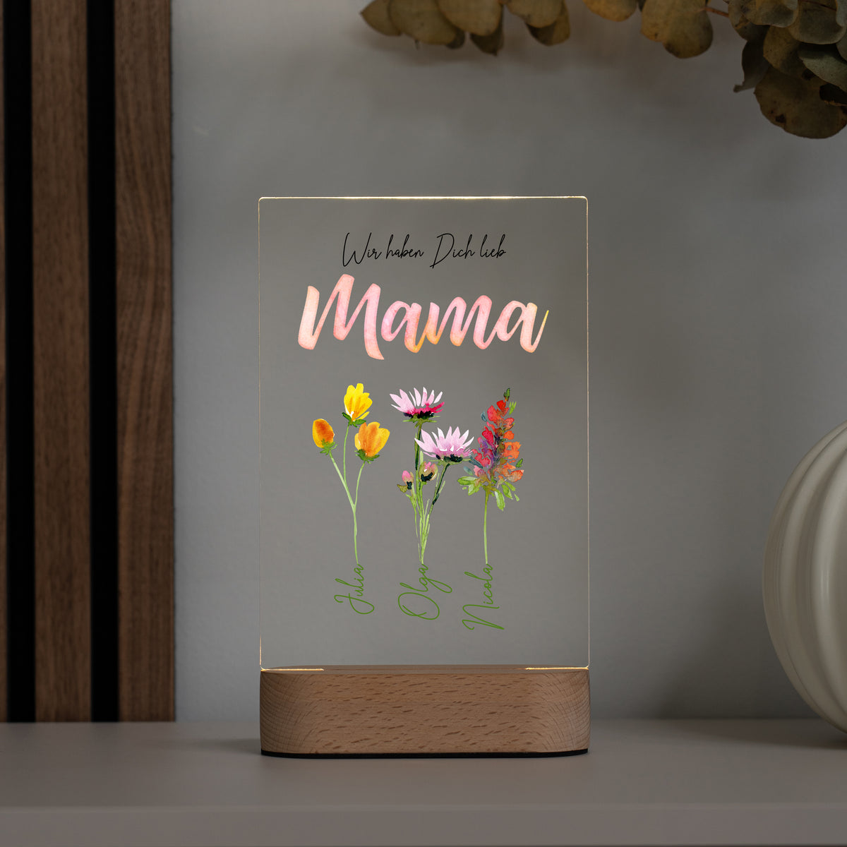 Personalisiertes Acryl-Licht "Blumen für Mama"