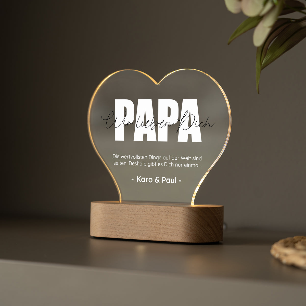 Personalisiertes Acryl-Licht "Papa mit Wunschtext"